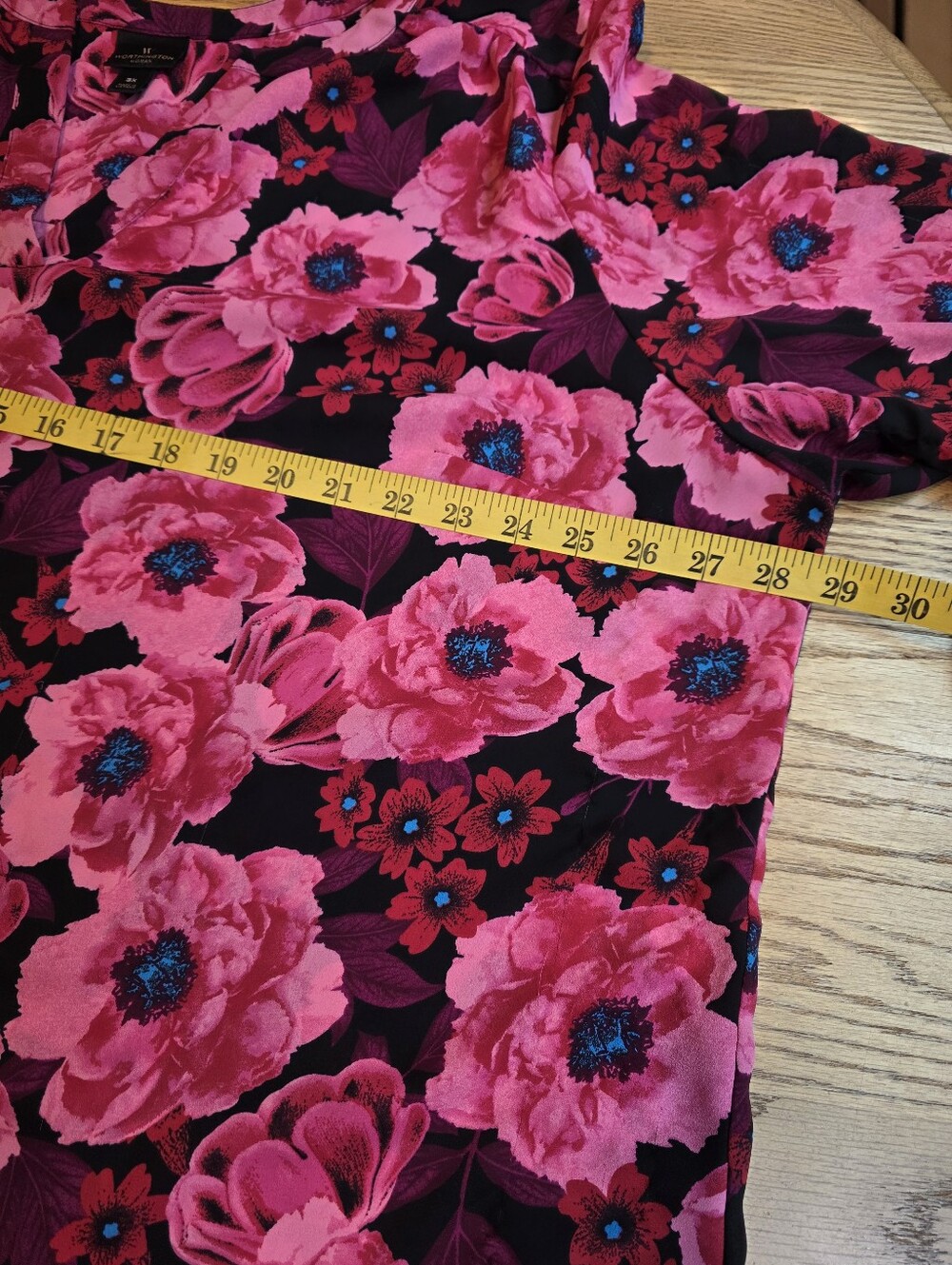 Worthington Pink Black Floral Roll Tab Sleeve Blouse 3X - Picture 6 of 16